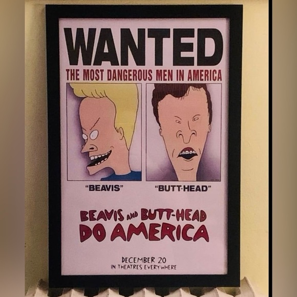Custom Framed Vintage 1996 “Beavis and Butt-Head Do America” Movie Wall Art
